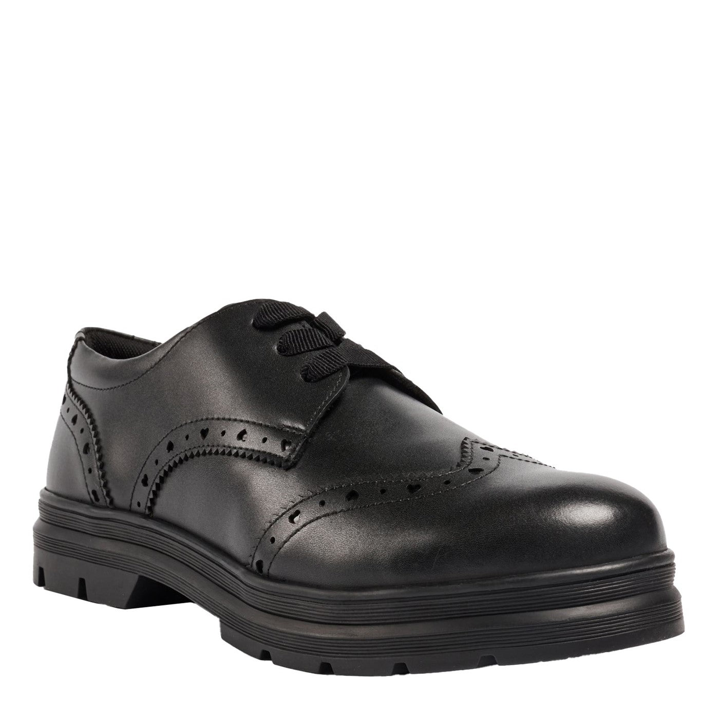 Girls' Fiona Brogue Senior School Shoes Black