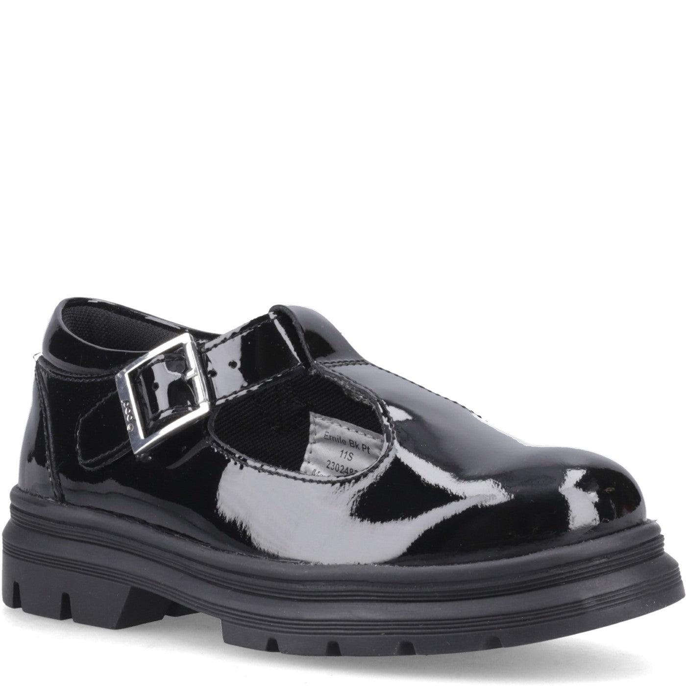 Girls' Emilie Junior School Shoes Black Patent